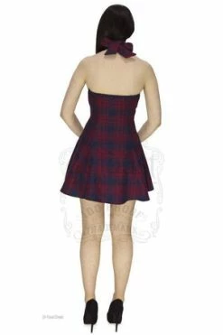 Dr Faust Red And Blue Tartan Woven Mini Dress - Ella -Cheap GOTHIC DRESSES Store red and blue tartan woven mini dress ella dr faust 4 300x