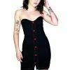 Dr Faust Red Button-Down Strapless Black Mini Dress - Allie