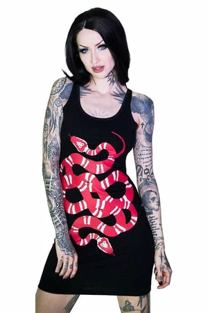 Dr Faust Red Crawling Snake Leviathan Black Mini Dress - Rosalyn 1 Dr Faust Red Crawling Snake Leviathan Black Mini Dress - Rosalyn