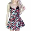 Dr Faust Red Roses And Skulls Mini Dress - Kora
