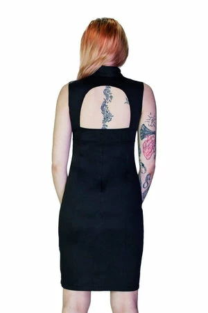 Dr Faust Ribbon Lace-Up Choker Black Mini Dress - Margery 2 Dr Faust Ribbon Lace-Up Choker Black Mini Dress - Margery - Image 2