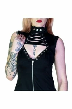 Dr Faust Ribbon Lace-Up Choker Black Mini Dress - Margery 5 Dr Faust Ribbon Lace-Up Choker Black Mini Dress - Margery -Cheap GOTHIC DRESSES Store ribbon lace up choker black mini dress margery dr faust 3 300x