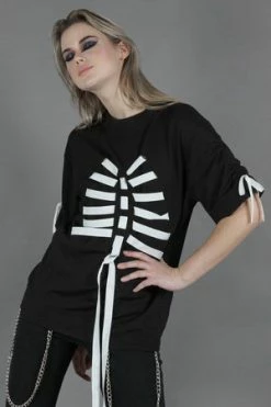 Jawbreaker Ribbon Ribcage Longline Tee -Cheap GOTHIC DRESSES Store ribbon ribcage longline tee jawbreaker 6 300x