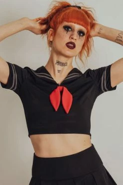 Jawbreaker Sailor Goth Crop Top -Cheap GOTHIC DRESSES Store sailor goth crop top jawbreaker 3 300x