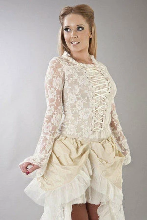 Burleska Sarah Long Sleeve Victorian Top In Lycra And Lace Overlay 3 Burleska Sarah Long Sleeve Victorian Top In Lycra And Lace Overlay - Image 3