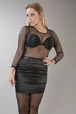 Burleska Scarlet Long Sleeve Fitted Gothic Top In Black Fishnet 2 Burleska Scarlet Long Sleeve Fitted Gothic Top In Black Fishnet - Image 2