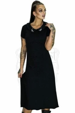 Dr Faust Scorpions On Collar Long Black Maxi Dress - Natasha