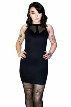 Dr Faust See-through Lace Net Black Mini Dress - Raelyn