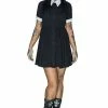 Dr Faust Short Sleeve Wednesday Addams Black Mini Dress - Samara
