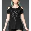 Queen Of Darkness Shoulder-Free Top With Pentagram Print