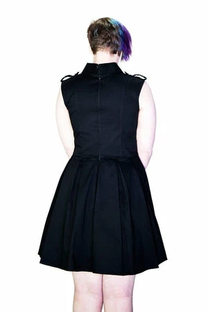 Dr Faust Silver Moon Buttons Black Midi Dress - Vanda 2 Dr Faust Silver Moon Buttons Black Midi Dress - Vanda - Image 2