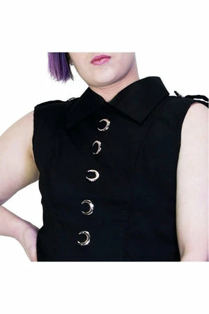 Dr Faust Silver Moon Buttons Black Midi Dress - Vanda 3 Dr Faust Silver Moon Buttons Black Midi Dress - Vanda - Image 3