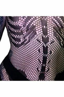 Dr Faust Skeleton Printed Fish Net Black Sheer Mini Dress - Sabine -Cheap GOTHIC DRESSES Store skeleton printed fish net black sheer mini dress sabine dr faust 3 300x