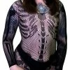 Dr Faust Skeleton Printed Fish Net Black Sheer Mini Dress - Sabine