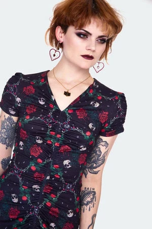 Jawbreaker Skull & Roses Print Midi Dress 5 Jawbreaker Skull & Roses Print Midi Dress - Image 5