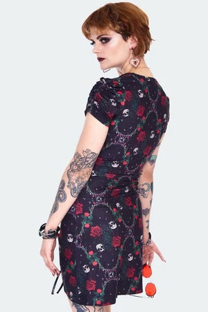 Jawbreaker Skull & Roses Print Midi Dress 2 Jawbreaker Skull & Roses Print Midi Dress - Image 2