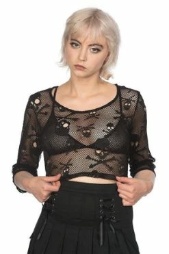 Banned Skull Crop Top -Cheap GOTHIC DRESSES Store skull crop top banned 3 300x