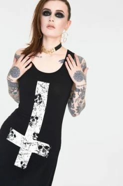 Jawbreaker Skull Cross Witchy Dress With Back Ties
