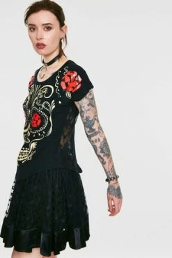 Jawbreaker Sugar Skull Black T-Shirt -Cheap GOTHIC DRESSES Store sugar skull black t shirt jawbreaker 4 300x