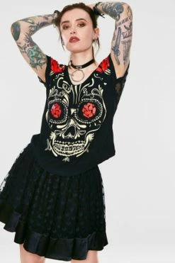 Jawbreaker Sugar Skull Black T-Shirt -Cheap GOTHIC DRESSES Store sugar skull black t shirt jawbreaker 5 300x