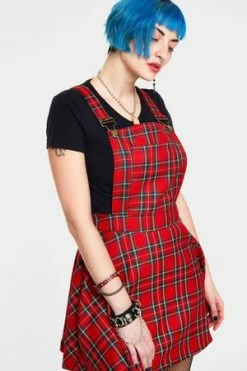 Jawbreaker Tartan Paint Plaid Overalls -Cheap GOTHIC DRESSES Store tartan paint plaid overalls jawbreaker 3 300x