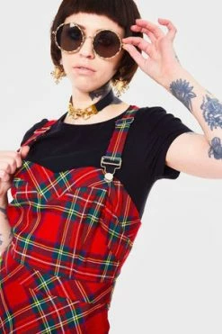 Jawbreaker Tartan Troublemaker Dungaree Style Dress -Cheap GOTHIC DRESSES Store tartan troublemaker dungaree style dress jawbreaker 3 300x