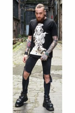 Dr Faust Tattooed Sexy Cursed Nurse Black T-Shirt - Tristan -Cheap GOTHIC DRESSES Store tattooed sexy cursed nurse black t shirt tristan dr faust 5 300x