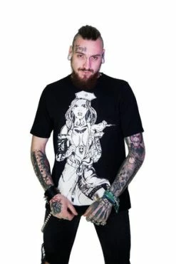 Dr Faust Tattooed Sexy Cursed Nurse Black T-Shirt - Tristan