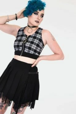 Jawbreaker Teen Spirit Tartan Crop Top -Cheap GOTHIC DRESSES Store teen spirit black tartan crop top tpa 2502 01.1001 300x
