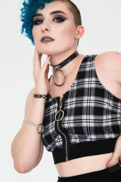 Jawbreaker Teen Spirit Tartan Crop Top -Cheap GOTHIC DRESSES Store teen spirit black tartan crop top tpa 2502 04.1001 300x