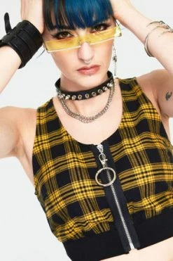 Jawbreaker Teen Spirit Tartan Crop Top -Cheap GOTHIC DRESSES Store teen spirit yellow tartan crop top tpa 2503 02.1002 300x