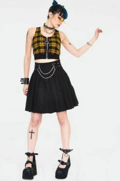 Jawbreaker Teen Spirit Tartan Crop Top -Cheap GOTHIC DRESSES Store teen spirit yellow tartan crop top tpa 2503 03.1002 300x