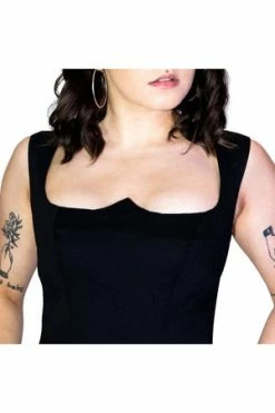 Dr Faust Thigh-high Slit Gala Black Midi Dress - Kourtney -Cheap GOTHIC DRESSES Store thigh high slit gala black midi dress kourtney dr faust 3 300x