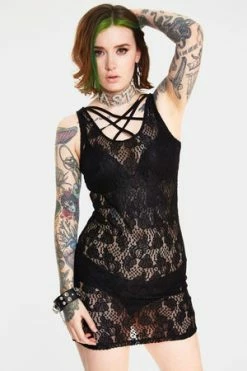 Jawbreaker Tied Up In Lace Cross Front Dress