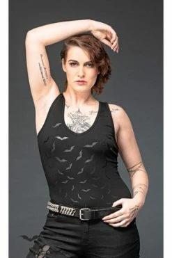 Queen Of Darkness Top Printed With Bats On The Front