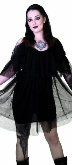Dr Faust Vapour Mesh Black Sheer Mini Dress - Cardi -Cheap GOTHIC DRESSES Store vapour mesh black sheer mini dress cardi dr faust 3 300x
