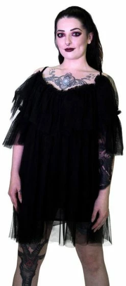 Dr Faust Vapour Mesh Black Sheer Mini Dress - Cardi