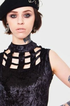 Jawbreaker Veleveteen Dream Caged Neck Mini Dress -Cheap GOTHIC DRESSES Store veleveteen dream caged neck mini dress jawbreaker 4 300x