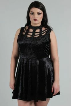 Jawbreaker Veleveteen Dream Caged Neck Mini Dress -Cheap GOTHIC DRESSES Store veleveteen dream caged neck mini dress jawbreaker 5 300x