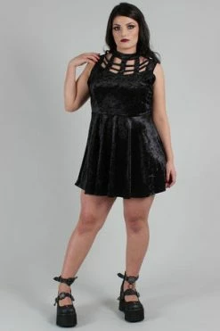 Jawbreaker Veleveteen Dream Caged Neck Mini Dress -Cheap GOTHIC DRESSES Store veleveteen dream caged neck mini dress jawbreaker 7 300x
