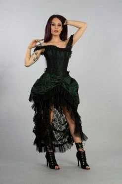 Burleska Versailles Corset Dress Green Scroll Brocade