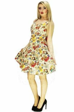 Dr Faust Vintage Tattoos 50s Retro Pastel Midi Dress - Faith