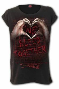 Spiral We Bleed Together - Turnup Sleeve Loosefit Tee