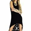Dr Faust White Inner Skulls Nu Goth Black High-Low Dress - Raven