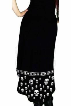Dr Faust White Skulls Black High-Low Dress - Blair -Cheap GOTHIC DRESSES Store white skulls black high low dress blair dr faust 3 300x