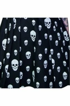 Dr Faust Skulls And Red Roses Mini Dress - Ember -Cheap GOTHIC DRESSES Store white spooky skulls black mini dress corrie dr faust 3 300x