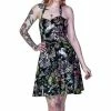 Dr Faust Witch Night Garden Black Midi Dress - Marigold